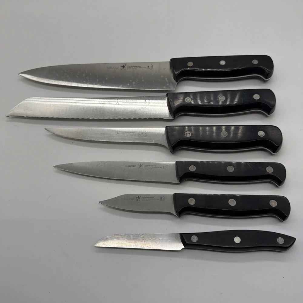 J.A. Henckels International Lot of 6 Knives Stainless Chef Paring Serrated Bread